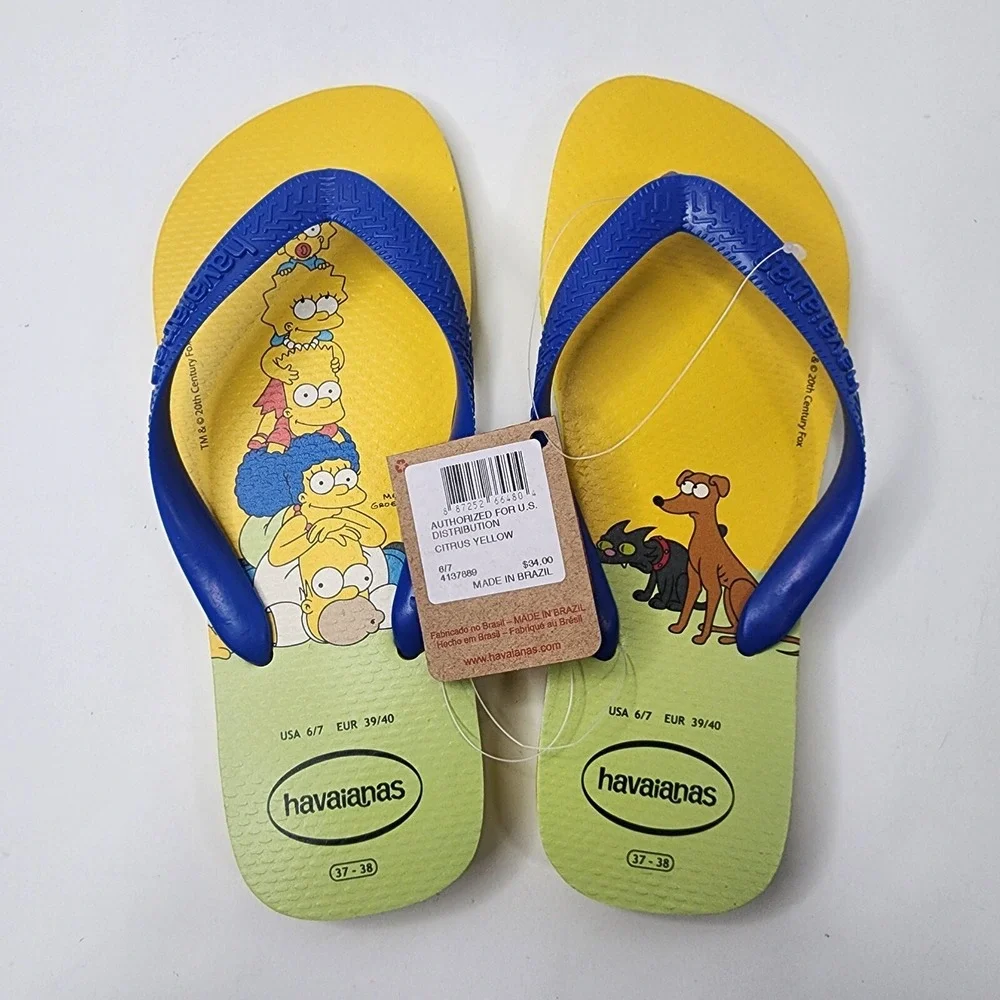 Havaianas The Simpsons Flip Flops Men's 6/7 EUR 39/40 Cit Yellow $34 MSRP NWT
